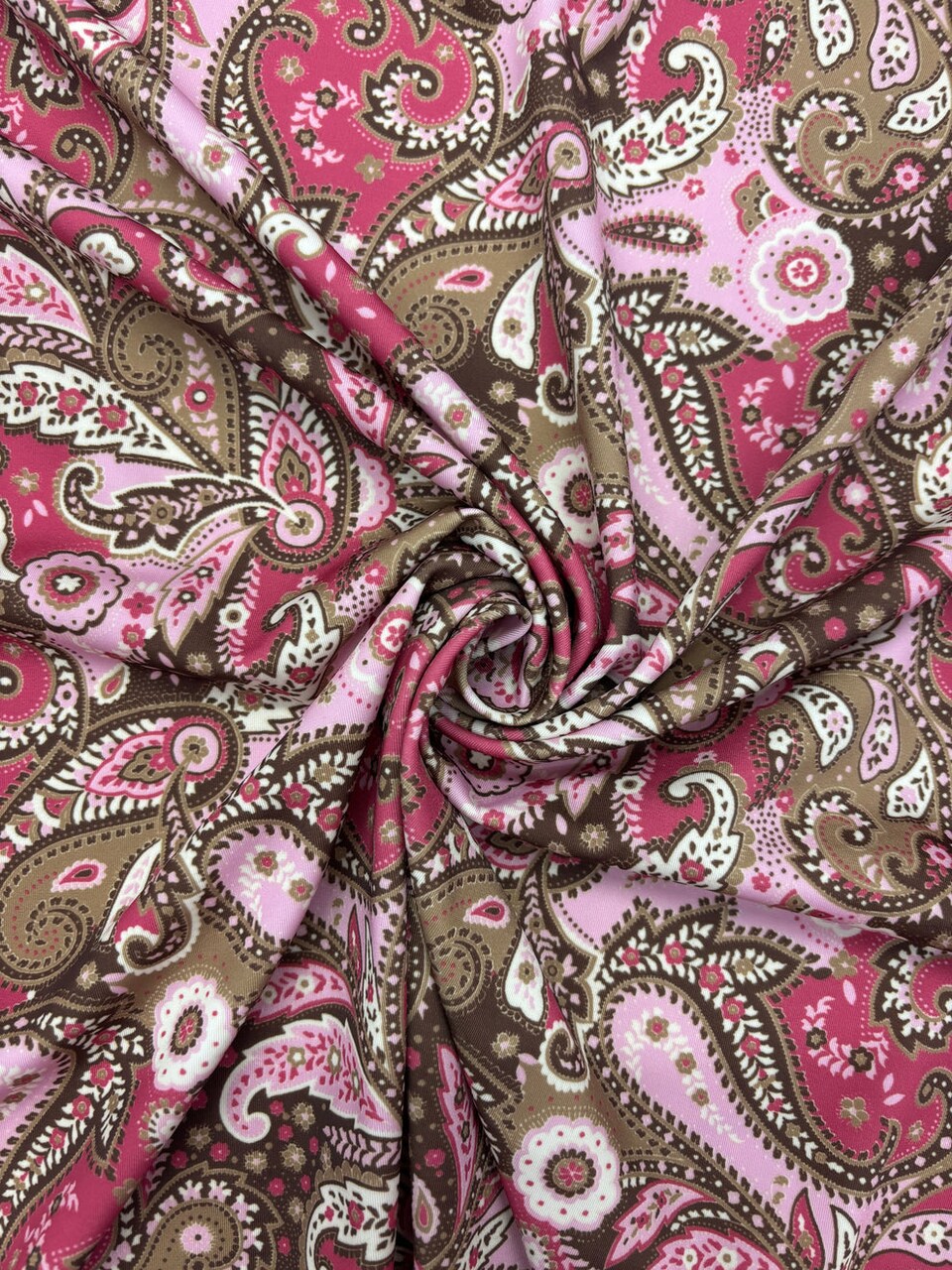 1 Yard Brown Pink Paisley Stretch Spandex Fabric for Swimwear and Leggings 58/60 Inches Wide